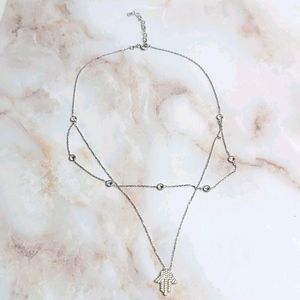 Hamsa hand layered necklace sterling silver